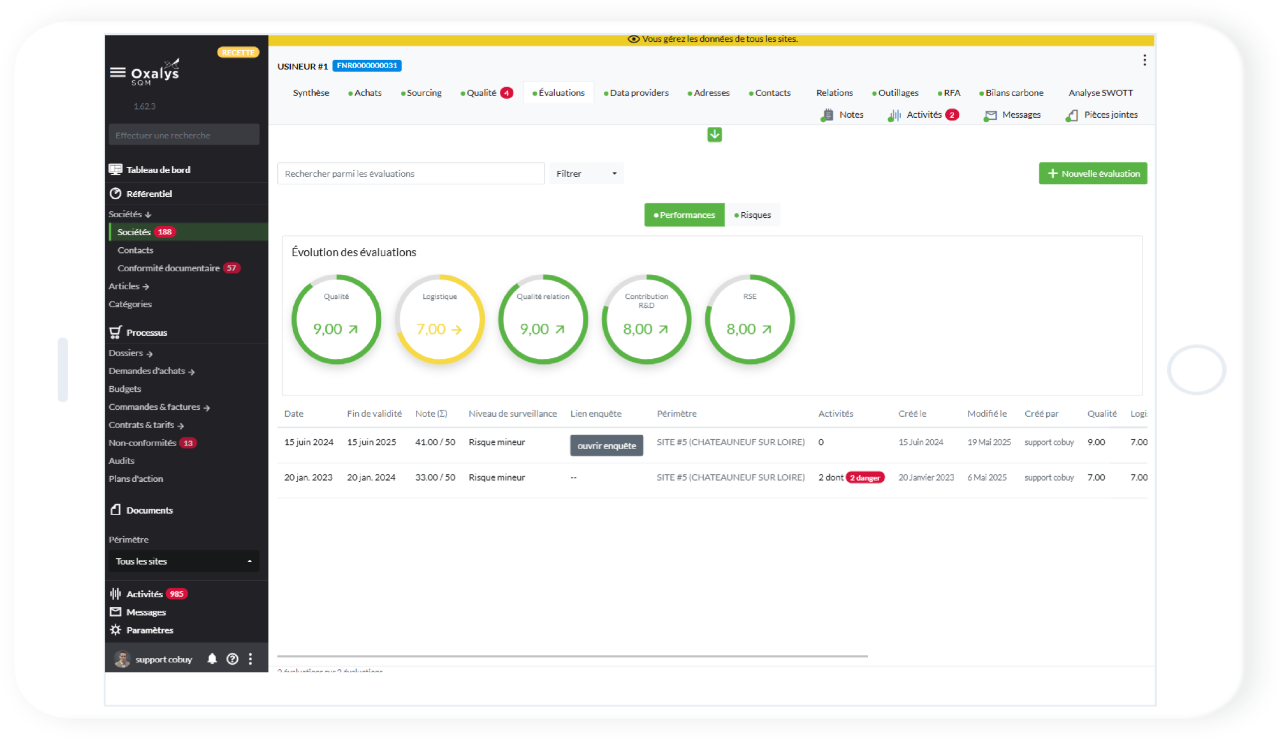 Evaluation fournisseurs