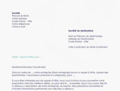 Modèle d'appel d'offres