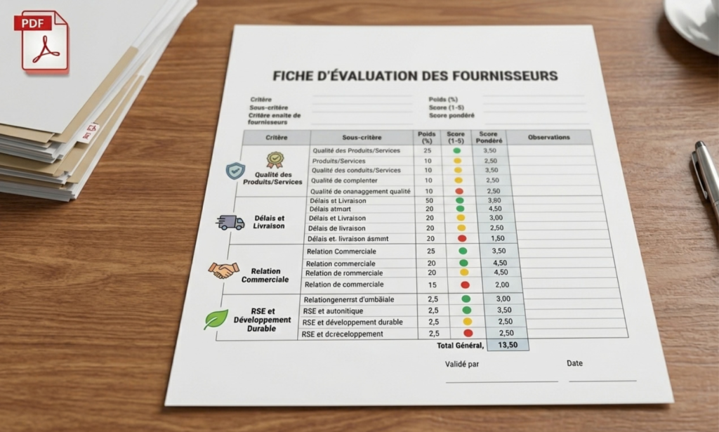 fiche d'évaluation des fournisseurs pdf